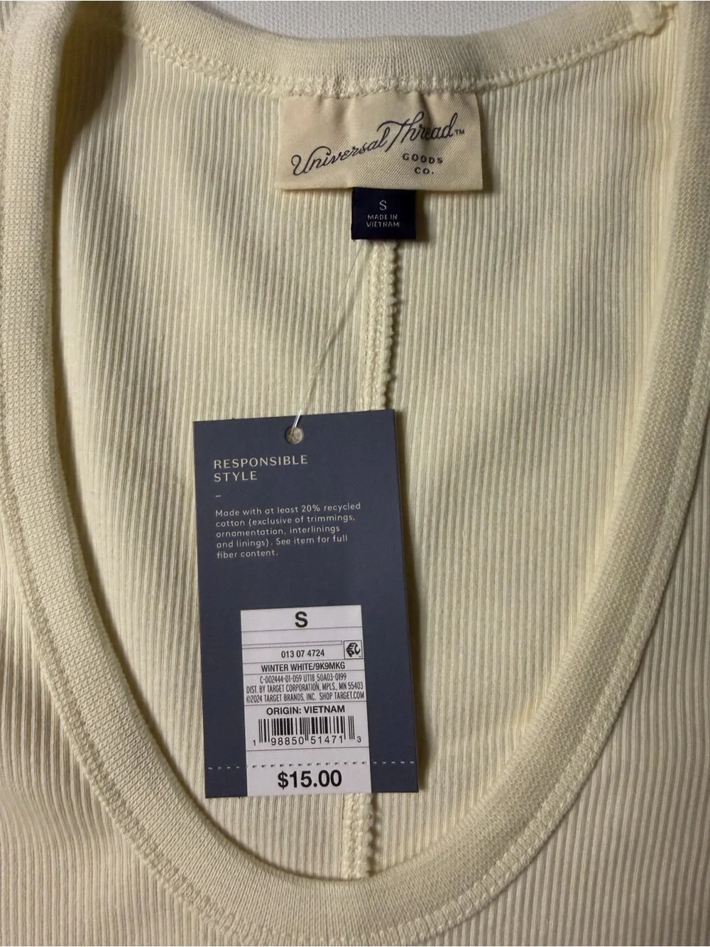 NWT Women's Ribbed Scoop Neck Long Sleeve Top - Pale Yellow Size Small (KB8) - Picture 2 of 4
